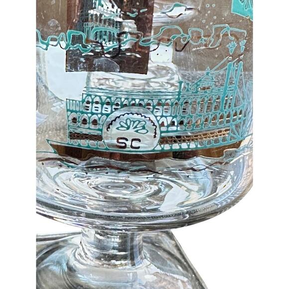Set of 4 Vintage Southern Comfort Steamboat Glasses – Mid 50s  Bar with Gold Rim - Picture 10 of 12